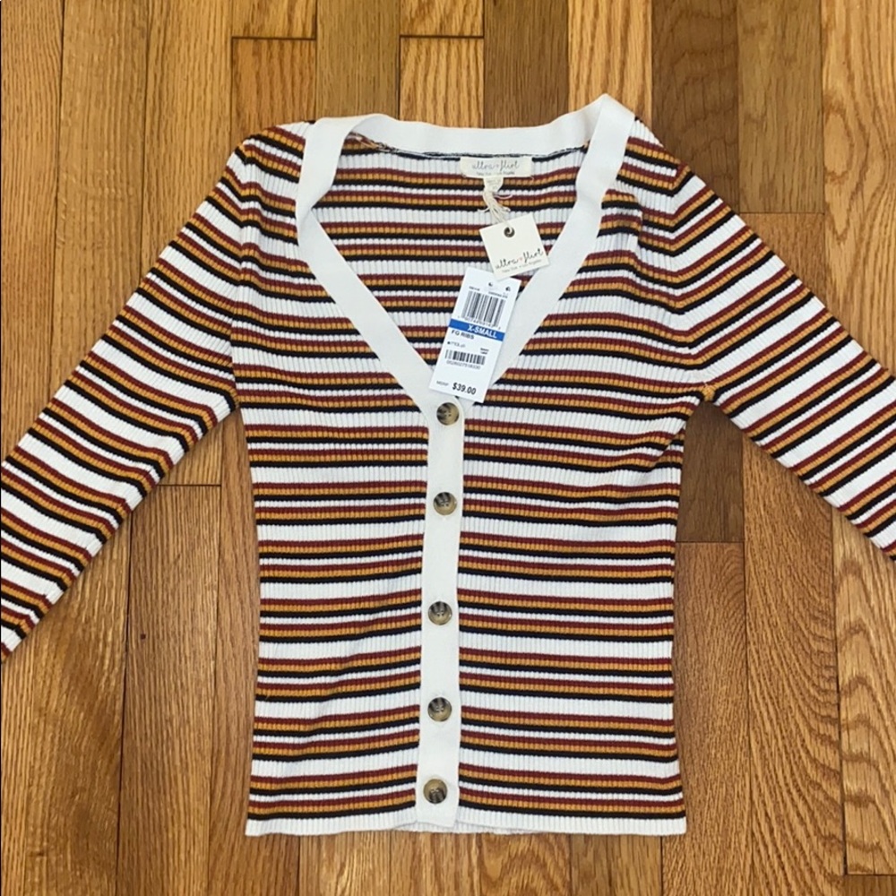 Orange Brown Black White Stripe Sweater